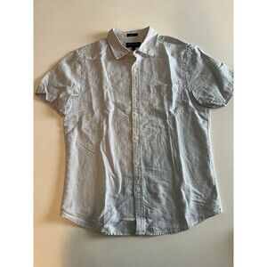 Banana Republic Men's Blue Stripe Linen Slim Fit Short Sleeve Shirt Size M